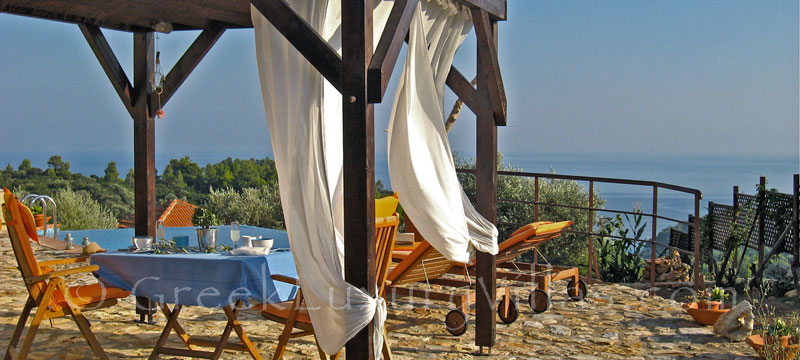 Dining by the Pool with Sea View in Alonissos