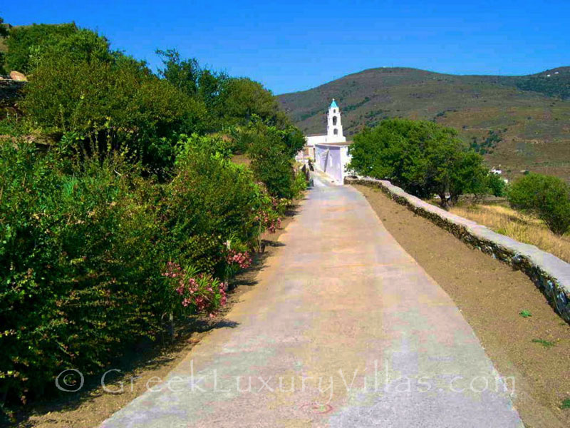 Road from Traditional Villa in Andros