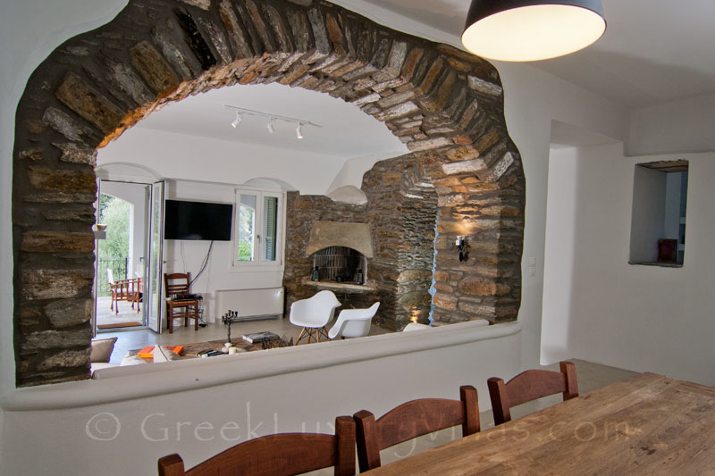 Living Room of Luxury Villa in Andros