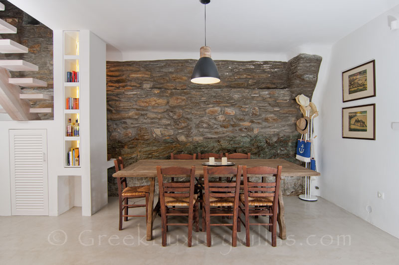 Dining Room of Luxury Villa in Andros