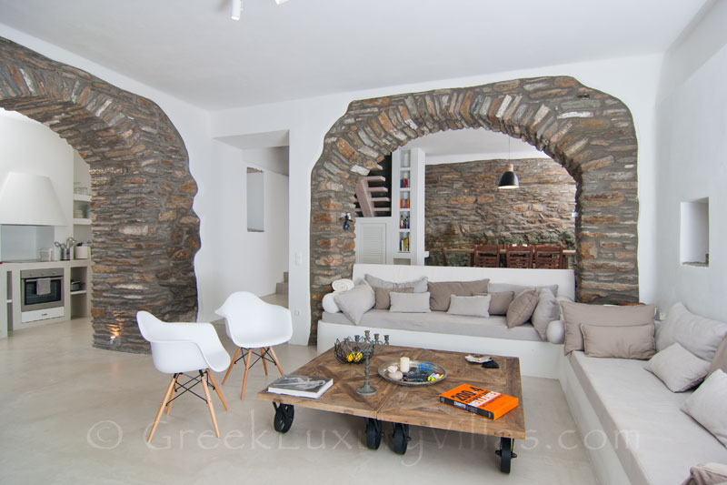 Lounge of Luxury Villa in Andros