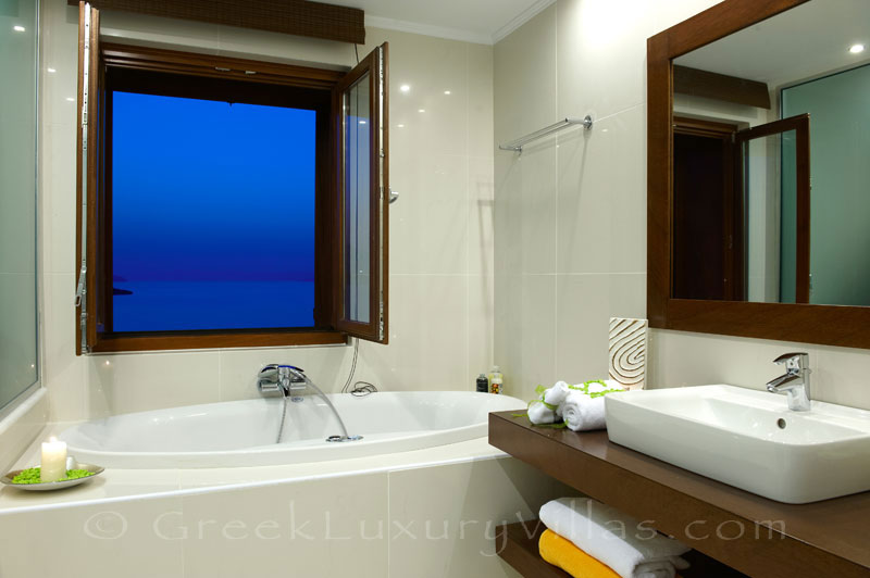 Bathroom of traditional cretan style seafront villa in Almyrida Crete