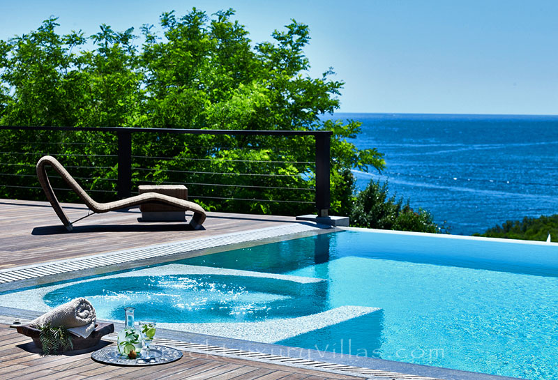 The view of the sea from a luxury villa with a heated pool in Sivota