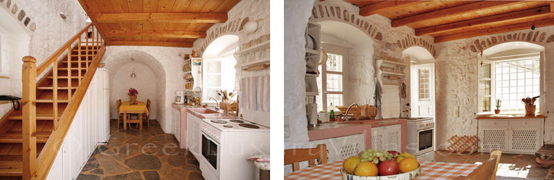 The kitchen of a romantic traditional house in Hydra