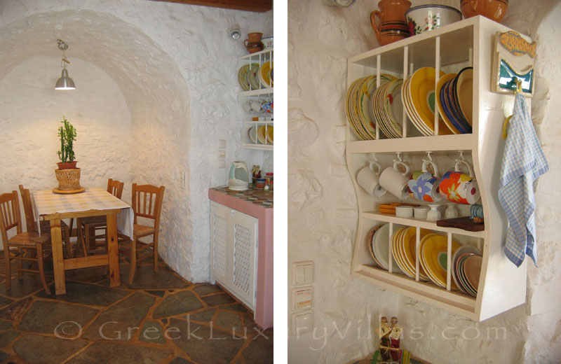 The kitchen in a romantic traditional house in Hydra