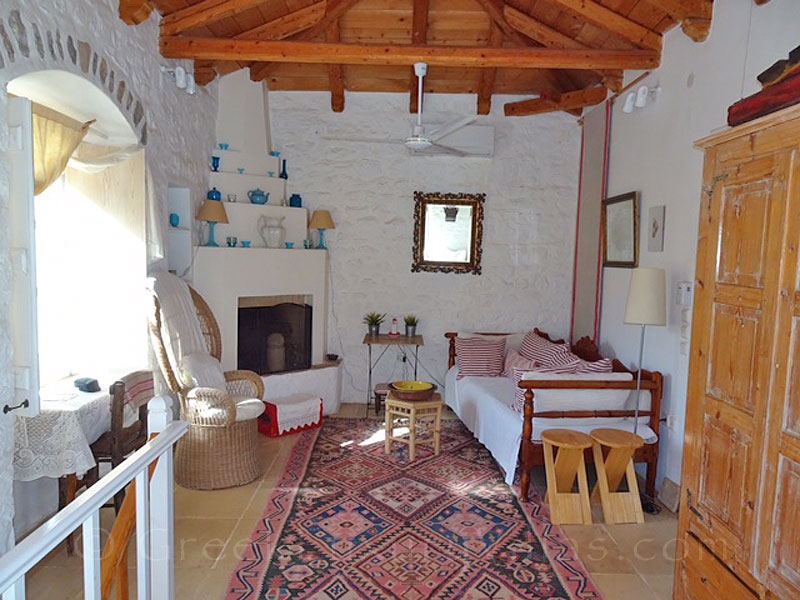 The living-room of a romantic traditional house in Hydra