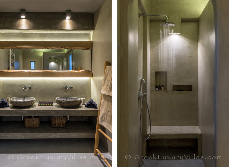 bathroom in luxury villa with pool in Greece