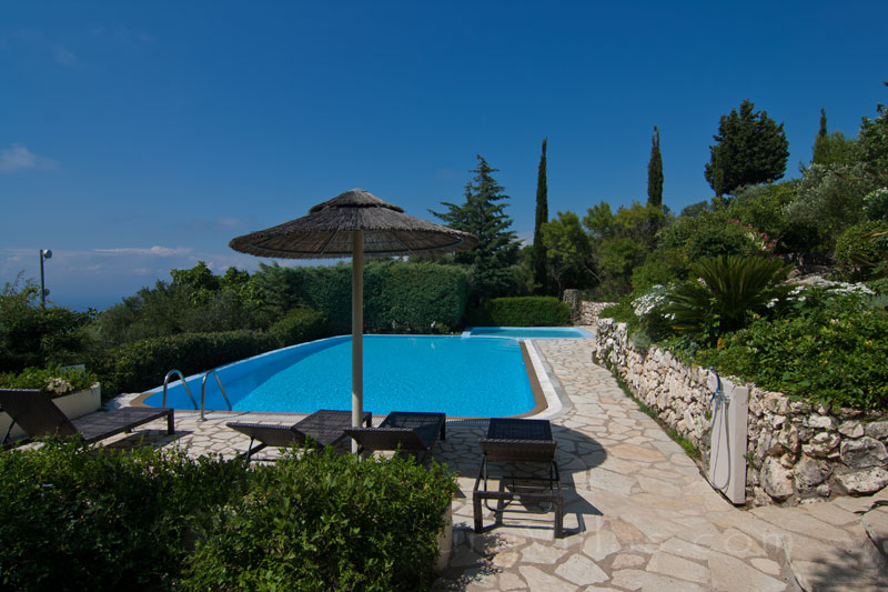 Large private kids pool with seaview in Lefkas villa
