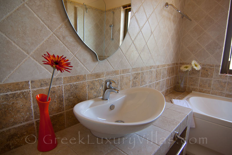 Bathroom in villa with pool in Lefkada