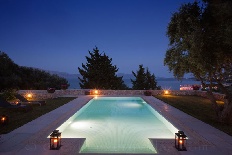 A luxury villa in Lefkada with a pool and seaview