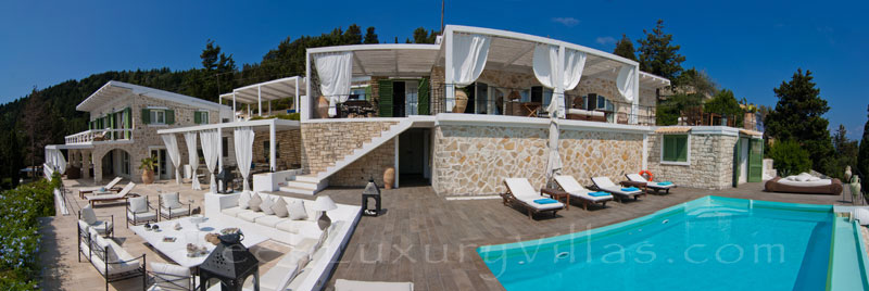 Seafront luxury villa with jetty boat in Paxos