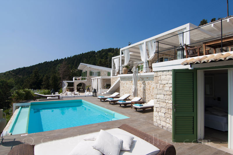 A seafront luxury villa with a big pool in Paxos