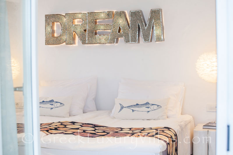A dream bedroom in a luxury villa with a pool in Rhodos