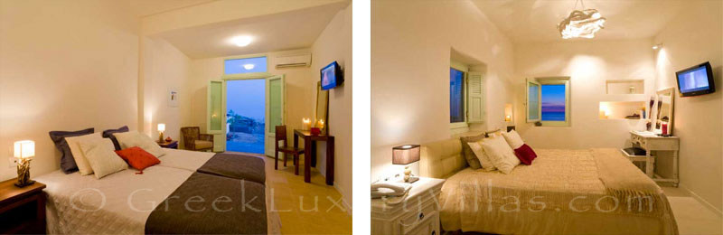 The seaview from a bedroom of the Black Rock luxury villa in Santorini
