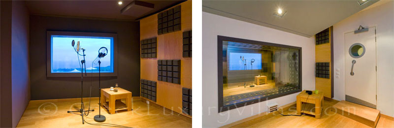 The recording studio of the Black Rock villa in Santorini