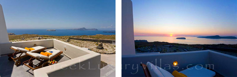 Sunset view from the Black Rock luxury villa in Santorini