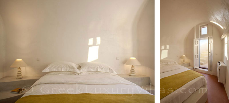 A bedroom of the mansion luxury villa in Oia, Santorini