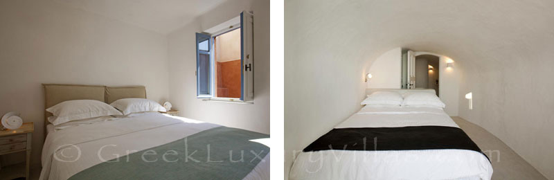 A twin-bedroom in the mansion luxury villa in Oia, Santorini