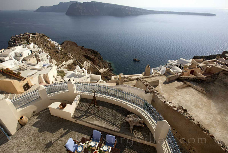 View over Oia from a mansion luxury villa in Oia, Santorini