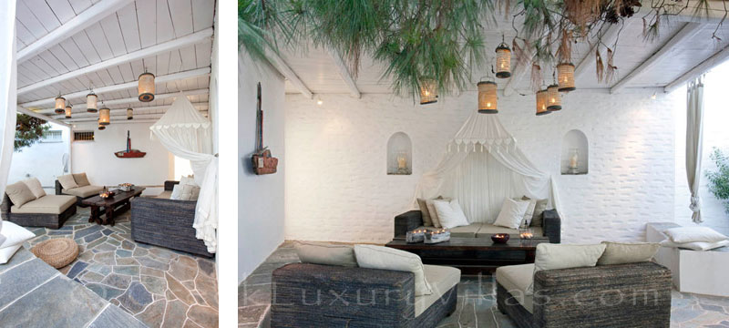 The outdoor lounge of an exquisite traditional villa in Sifnos