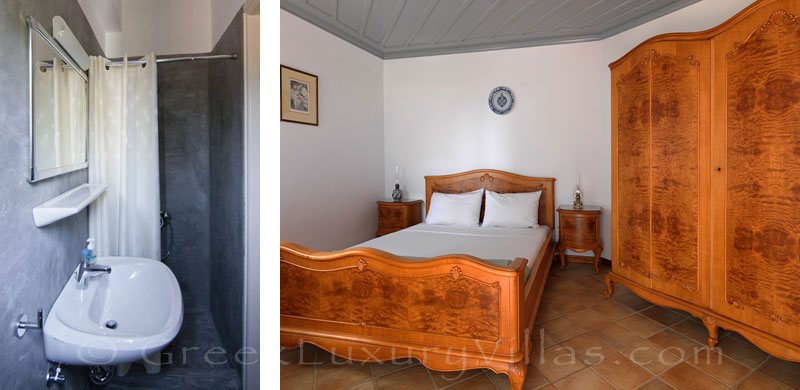 Bedroom of absolute beachfront villa on Skyros