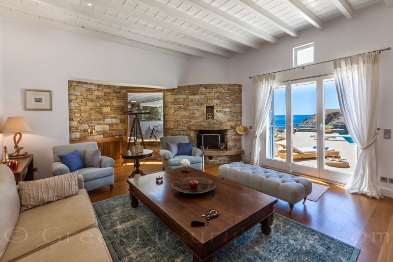 Seaview Wohnzimmer Luxusvilla Syros Griechenland