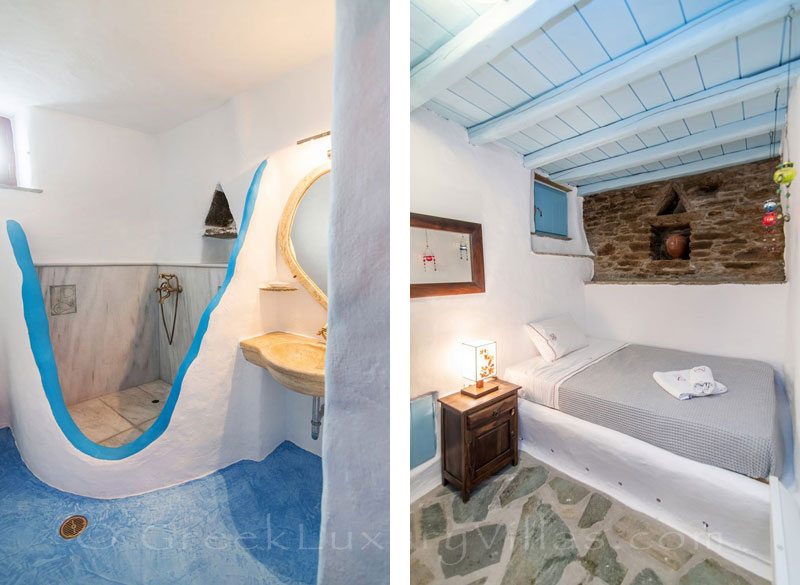 traditional villa on Tinos bedroom and bathroom