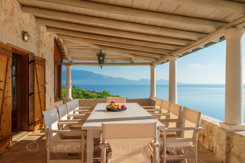 The sea view from the veranda of a villa in Zakynthos