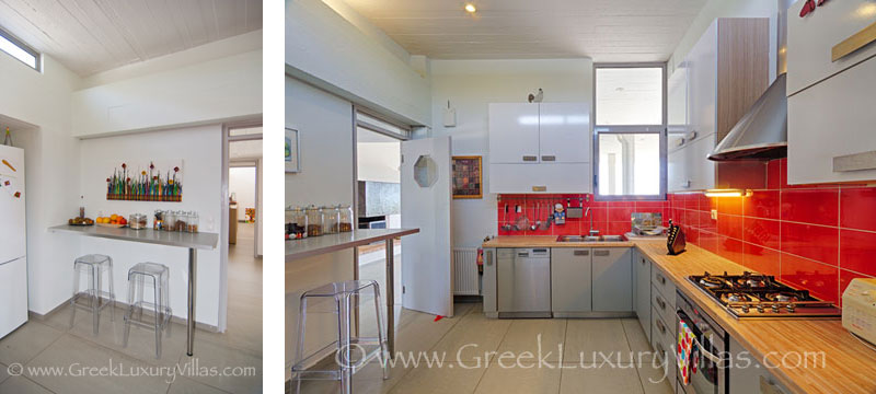 Kitchen of beachfront villa near Athens