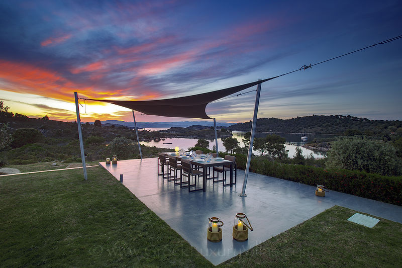 absolute Privatsphäre Insel exklusive Villa Sonnenuntergang Blick Open Air Abendessen
