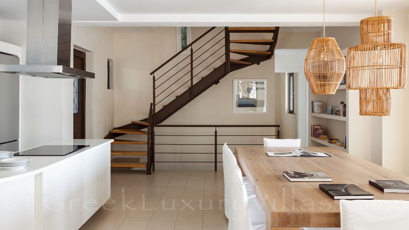 Interior of a luxury villa in Corfu with a bright natural colour