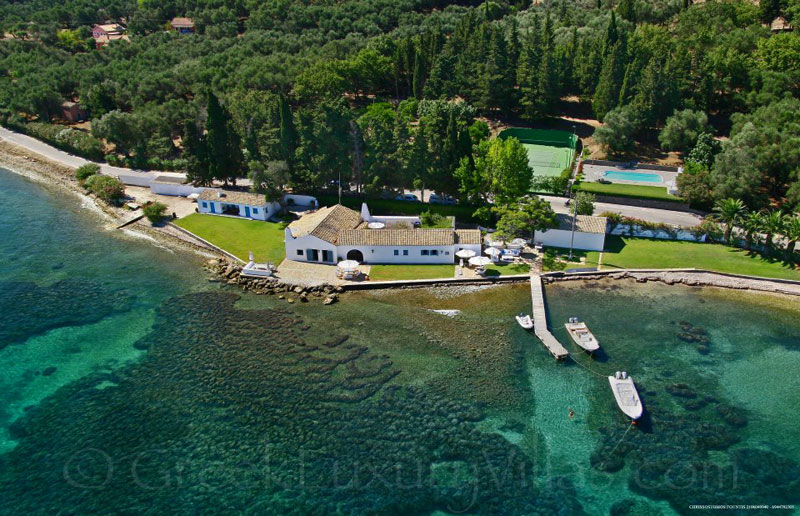 Corfu Waterfront Villa with Pool Tennis and Jetty