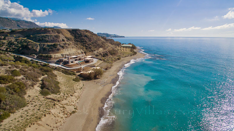 Aerial photo of luxury villa with a private beach suitable for big groups