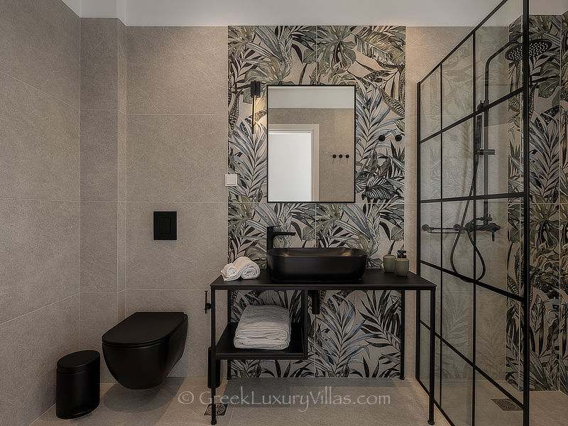 modern bathroom of holiday villa in Crete, Greece