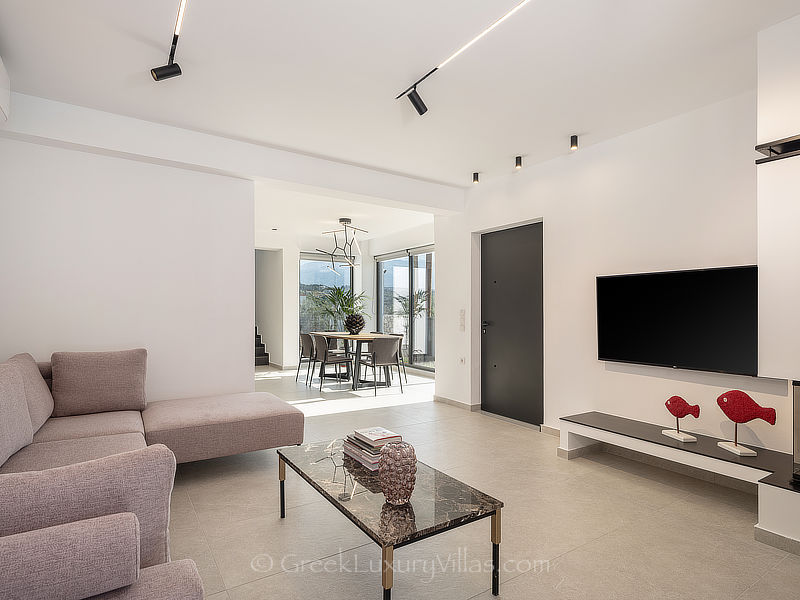 modern interior of holiday villa for rent in Crete