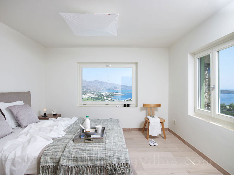 Seaview from a bedroom of a big luxury villa in Elounda, Crete