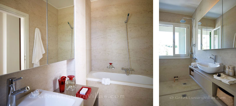 A bathroom of a big luxury villa in Elounda, Crete