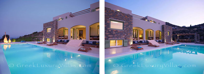 A big pool of a big luxury villa in Elounda, Crete