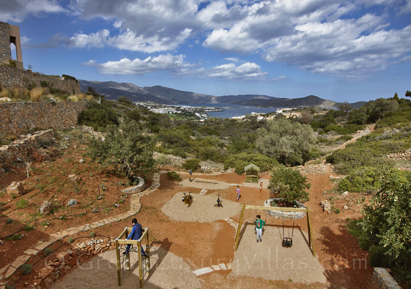 The private playground of a big luxury villa in Elounda, Crete