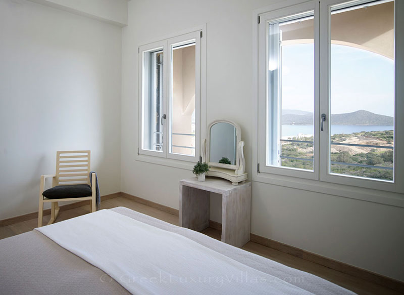 Seaview from the bedroom of a luxury villa in Elounda, Crete
