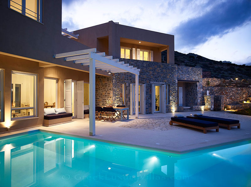 The luxury villa with a pool in Elounda, Crete