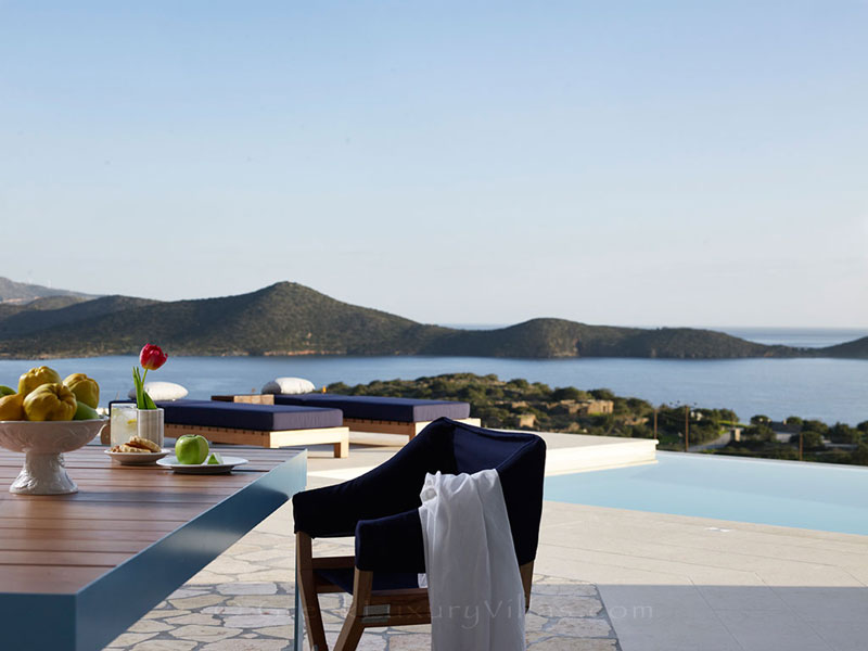 Seaview from a luxury villa with a pool in Elounda, Crete