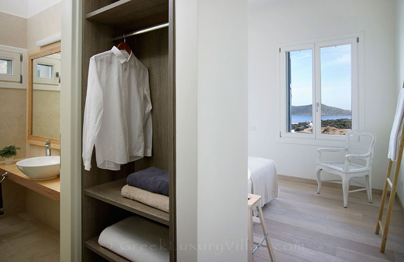 A bedroom in a luxury villa in Elounda, Crete