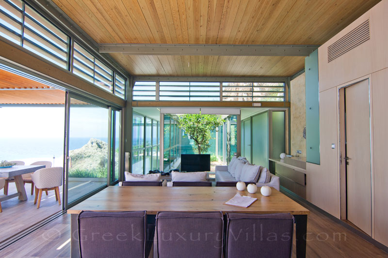 Crete modern seafront villa with pool and open plan kitchen