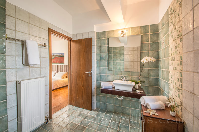 Bathroom of luxury villa with pool in Crete