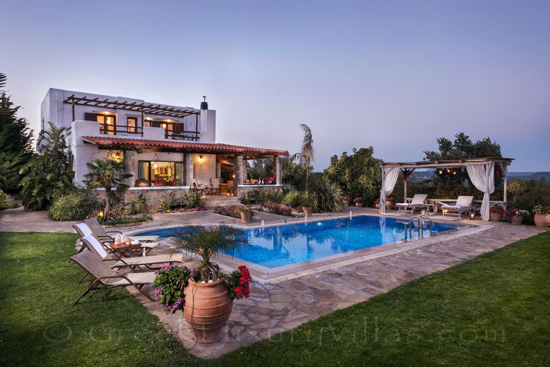 Luxury villa with pool surrounded by cretan nature