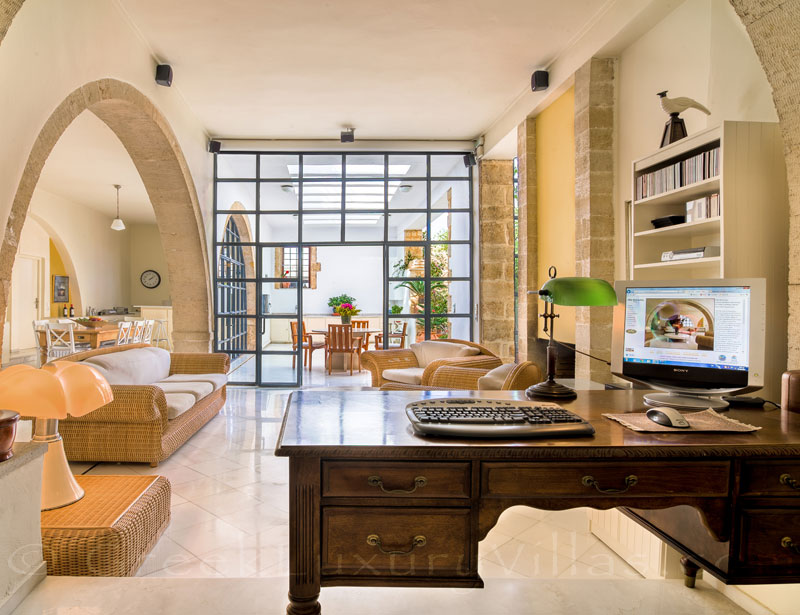 The office of an exclusive historic villa in a traditional village of Crete