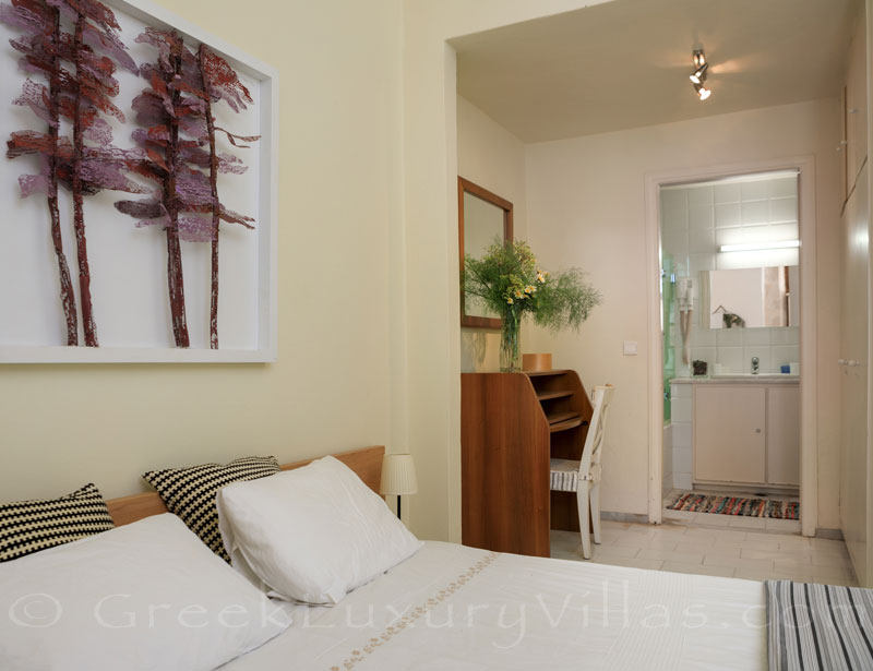A bedroom in an exclusive historic villa in a traditional village of Crete