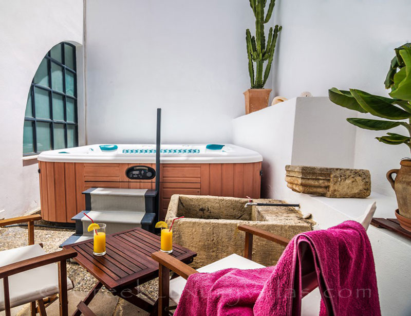 The jacuzzi of an exclusive historic villa in a traditional village of Crete