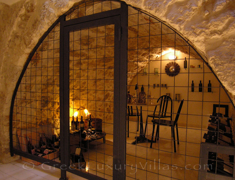 The wine cellar of the exclusive historic villa in a traditional village of Crete